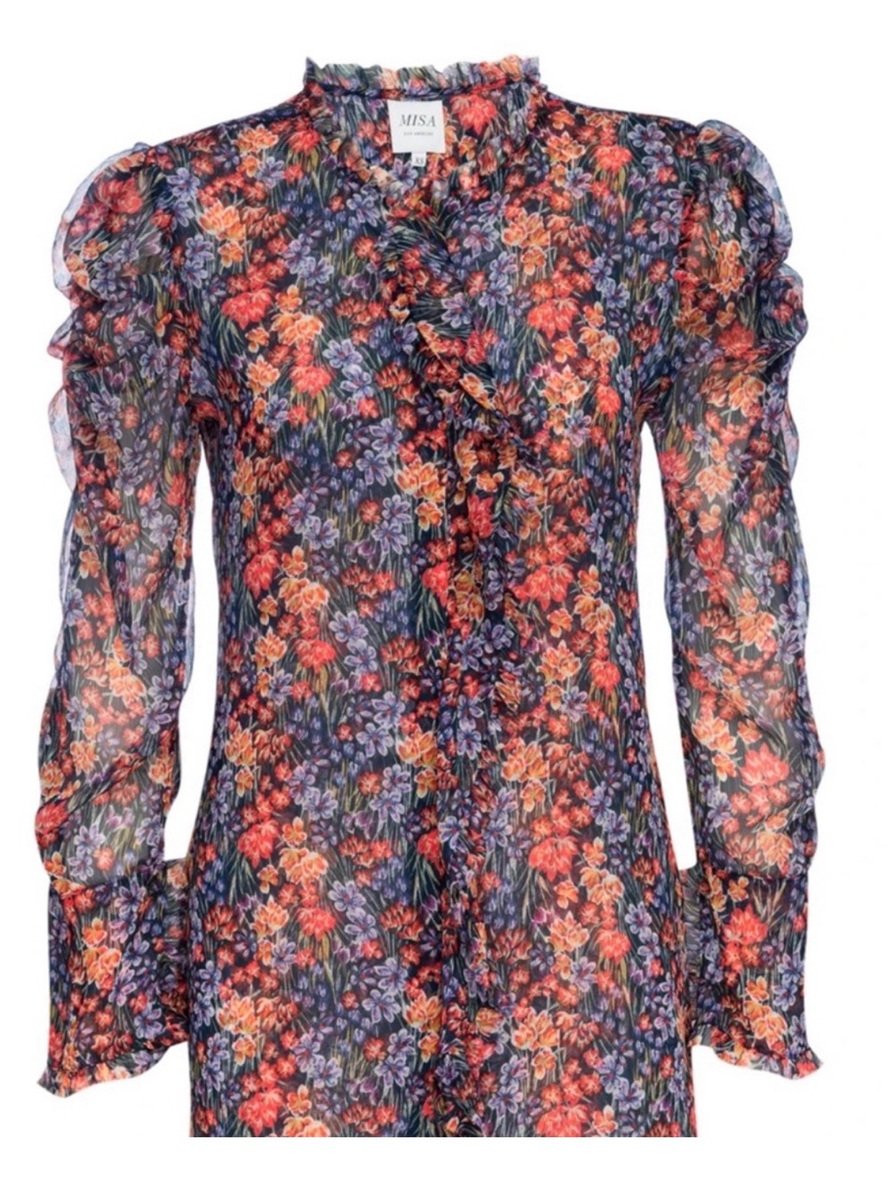 Misa Los Angeles Halima Multicolor Floral Tiered Mini Dress L